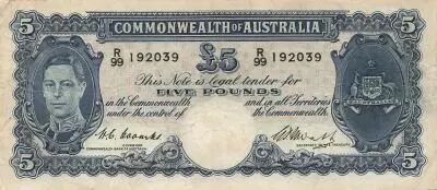 Australia 5 Pounds - George VI - ND (1949) - P.27c