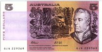 Australie 5 Dollars - Sir Joshef Bank, Caroline Chisholm - 1991