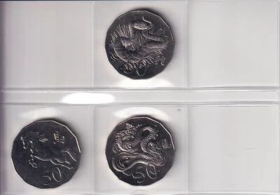 Australie Lot de 3 pi�ces 50 Cents - Zodiaque Chinois - 2012-2013-2014