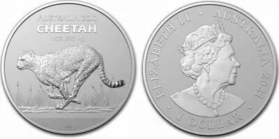 Australien 1 Dollar Elisabeth II - Cheetah - 1 Oz Silver 2021