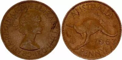 Australien 1 Penny - Elizabeth II - Kangouroo - Mixted years 1955-1964