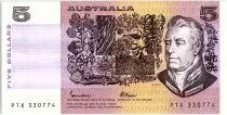 Australien 5 Dollars - Sir Joshef Bank, Caroline Chisholm - 1985