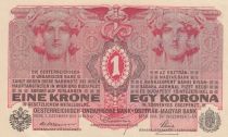 Austria 1 Krone 1916 - Head of women - Overprint with purple stamp