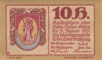 Austria 10 Heller 1921 - Coat of Arms, Mountains - City of Lofer, notgel 1st type