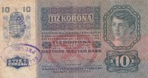 Austria 10 Kronen 1915 - Overprint purple stamp