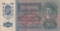 Austria 10 Kronen 1915 - Overprint with postal stamp
