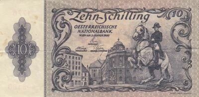 Austria 10 Shilling - Horseman in front of the Hofburg - Belvedere Palace - 02-01-1950