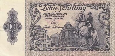 Austria 10 Shilling - Horseman in front of the Hofburg - Belvedere Palace - 02-01-1950