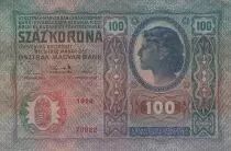 Austria 100 Kronen 1912 - Overprint with black stamp