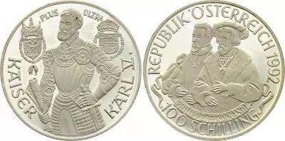 Austria 100 Schilling - Kaiser Karl V - 1992