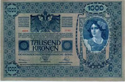 Austria 1000 Kronen Retrato de mujer, Austria Alemana - 1902 (1919)