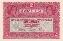 Austria 2 Kronen - Heads of women - Green ovpt - 1917 - P.50