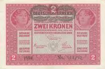 Austria 2 Kronen - Heads of women - Green ovpt - 1917 - P.50