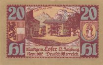 Austria 20 Heller 1921 - Man and Woman, mountain village - City of Lofer