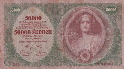 Austria 50,000 Kronen - Young Woman - Floral Ornament - 1922
