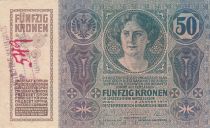 Austria 50 Kronen 1914 - Overprint with purple stamp