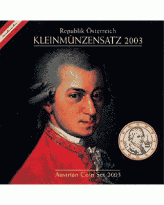 Austria EURO Coin Set - 1 Cent to 2 Euros - 2003 - Mozart