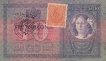 Autriche 10 Kronen 1904 -  Surcharge tampon noire et timbre