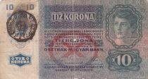 Autriche 10 Kronen 1915 -  Surcharge tampon noir