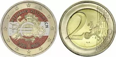 Autriche 2 Euros - 10 ans de l\'introduction de l\'euro - Coloris�e - 2012