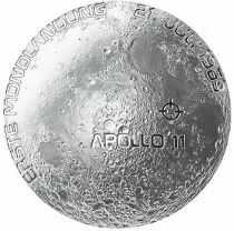 Autriche 20 Euros - 50 ans Premiers Pas sur la Lune&nbsp;- Argent BE - 2019 - Couleur Phosphorescente