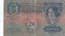 Autriche 20 Kronen 1913 -  Surcharge tampon violet et timbre postal
