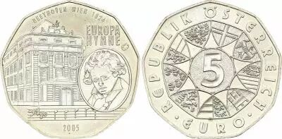 Autriche 5 Euros - Hymne de l\'union Europ�enne - 2005 - Argent