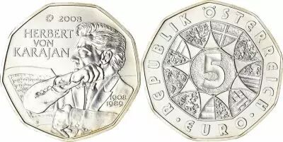 Autriche 5 Euros - Karajan- 2008 - Argent