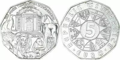 Autriche 5 Euros - Zoo de Schonbrunn - 2002 - Argent