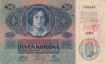 Autriche 50 Kronen 1914 -  Surcharge tampon violet