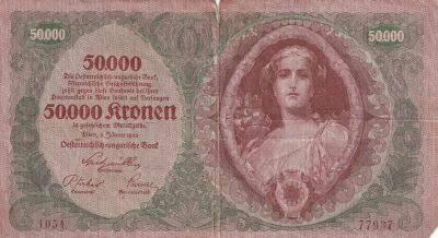 Autriche 5000 Kronen - Jeune Femme - Ornement floral - 1922