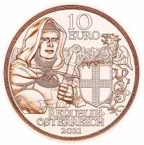Autriche AUTRICHE 2021 - Les Chevaliers teutoniques - Fraternit&eacute; - S&eacute;rie Chevalier 10 Euros Cuivre