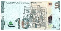 Azerbaidjan 10 Manat - Castle - Map - 2021