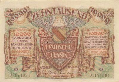 Baden 10000 Mark - Badische Bank - 01-04-1923 - P.S910