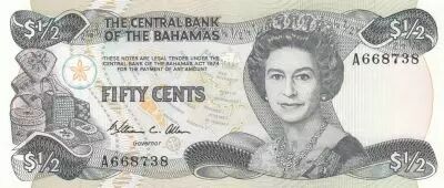 Bahamas 1/2 Dollar - Elizabeth II - Market - 1974 - Serial A