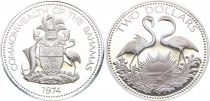 Bahamas 2 Dollars - Flamands roses - 1974 - Argent - Frappe BE