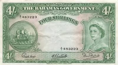 Bahamas 4 Shillings - Elizabeth II - ND (1953) - P.13a