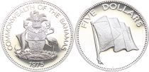 Bahamas 5 Dollars - Drapeau - 1975 - Argent - Frappe BE