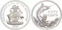 Bahamas 50 Cents - Blue Marlin - 1974 - Silver Proof