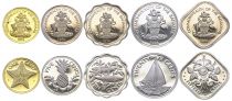 Bahamas Set of 5 coins - 1 cent to 25 cents - 1974 - Proof