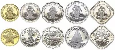 Bahamas Set of 5 coins - 1 cent to 25 cents - 1975 - Proof