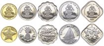 Bahamas Set of 5 coins - 1 cent to 25 cents - 1975 - Proof