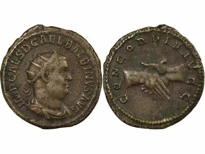 Balbinus  - Denarius, Handshake - 238 Rome
