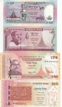 Bangladesch Set of 4 commemoratives banknotes from 2011 to 2018