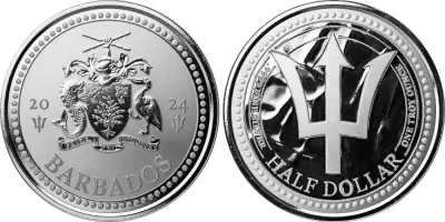 Barbados 1/2 Dollars - Trident - Silver 2024