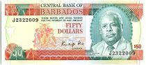 Barbados 50 Dollars, Errol Barrow - Trafalgar square - 1989