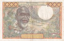 BCEAO 1000 Francs - Couple africains - Fleuve - ND (1959-1965) - Lettre A (Côte d\'Ivoire) - Série U.198 - P.103An