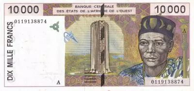 BCEAO 10000 Francs - Pont de liane  - 2001 - Lettre A (C�te d\'Ivoire) - P.114Aj