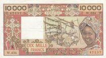 BCEAO 10000 Francs - Tissage - ND (1977-1992) - S&eacute;rie W.034 - Lettre K (S&eacute;n&eacute;gal)