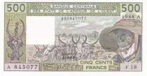 BCEAO 500 Francs - Vieil homme et zébus - Lettre A (Côte d\'Ivoire) 1988 - Série F.18 - P.106aJ